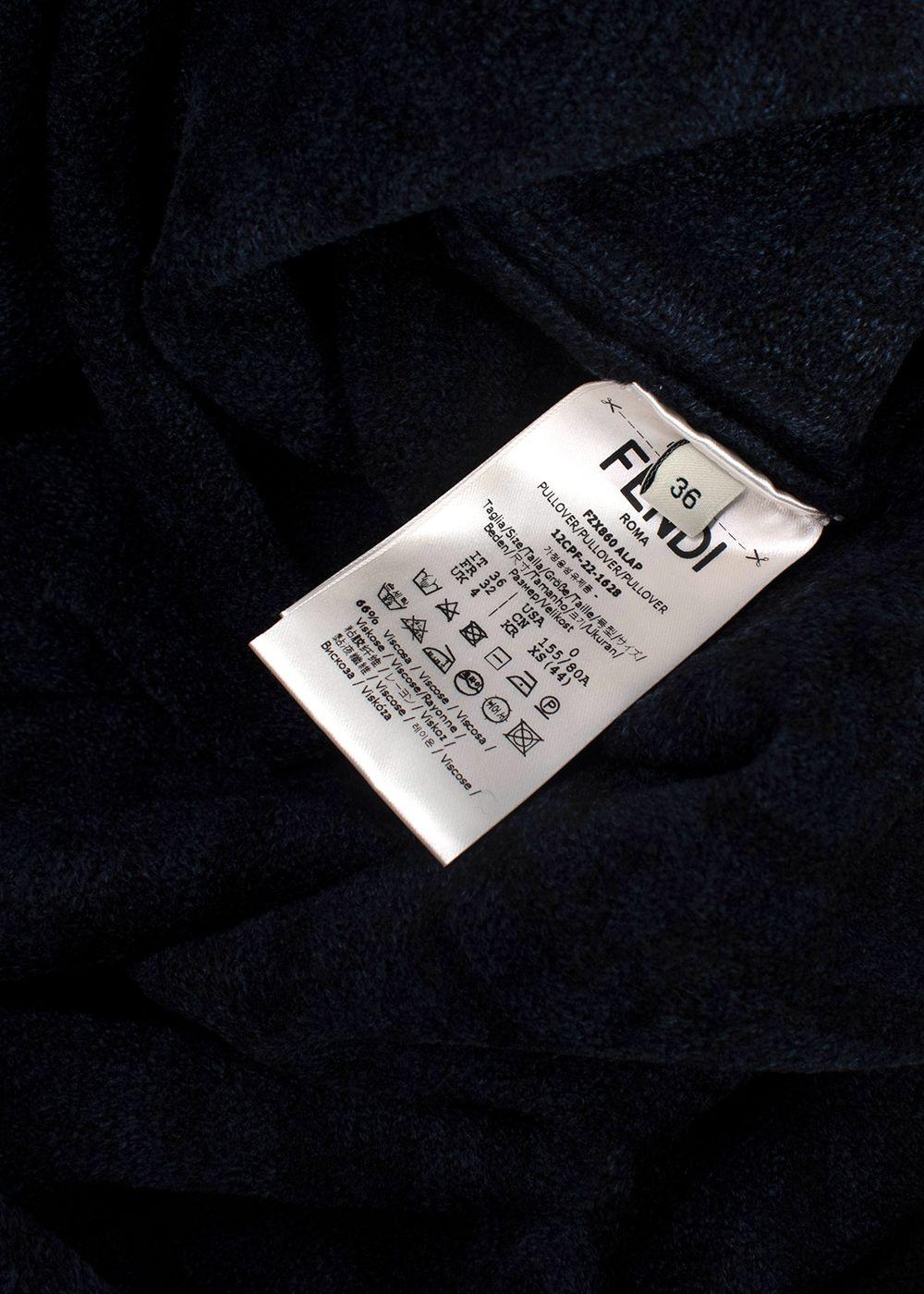Fendi Blue Embossed Crewneck Jumper