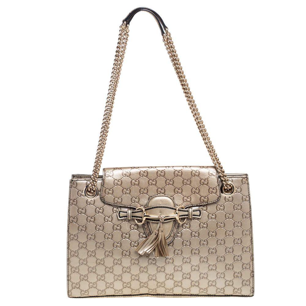 Metallic gold leather large Emily bag