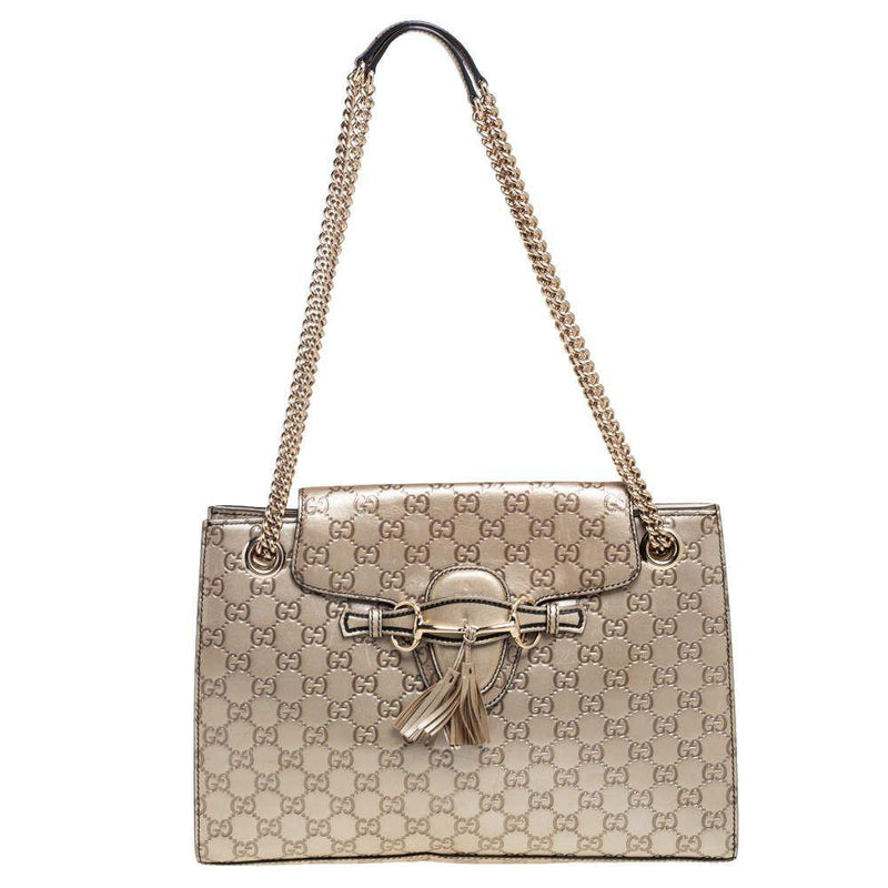Metallic gold leather large Emily bag