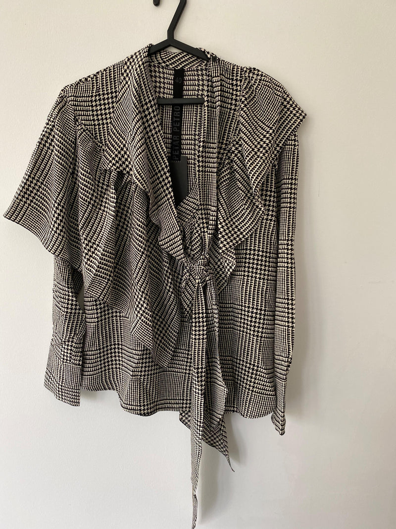 Prince of Wales Check Draped Blouse