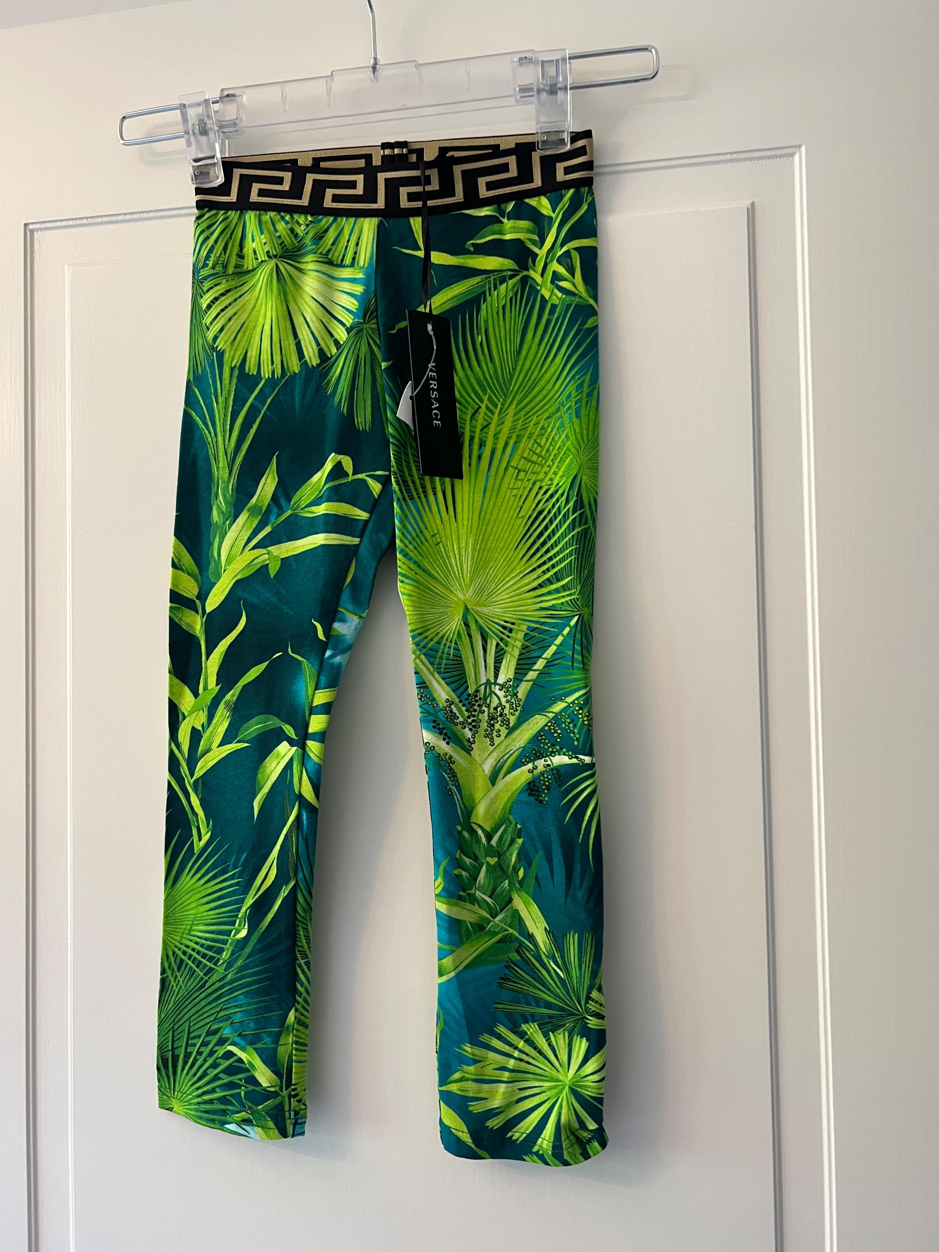 Young Versace palm print leggings