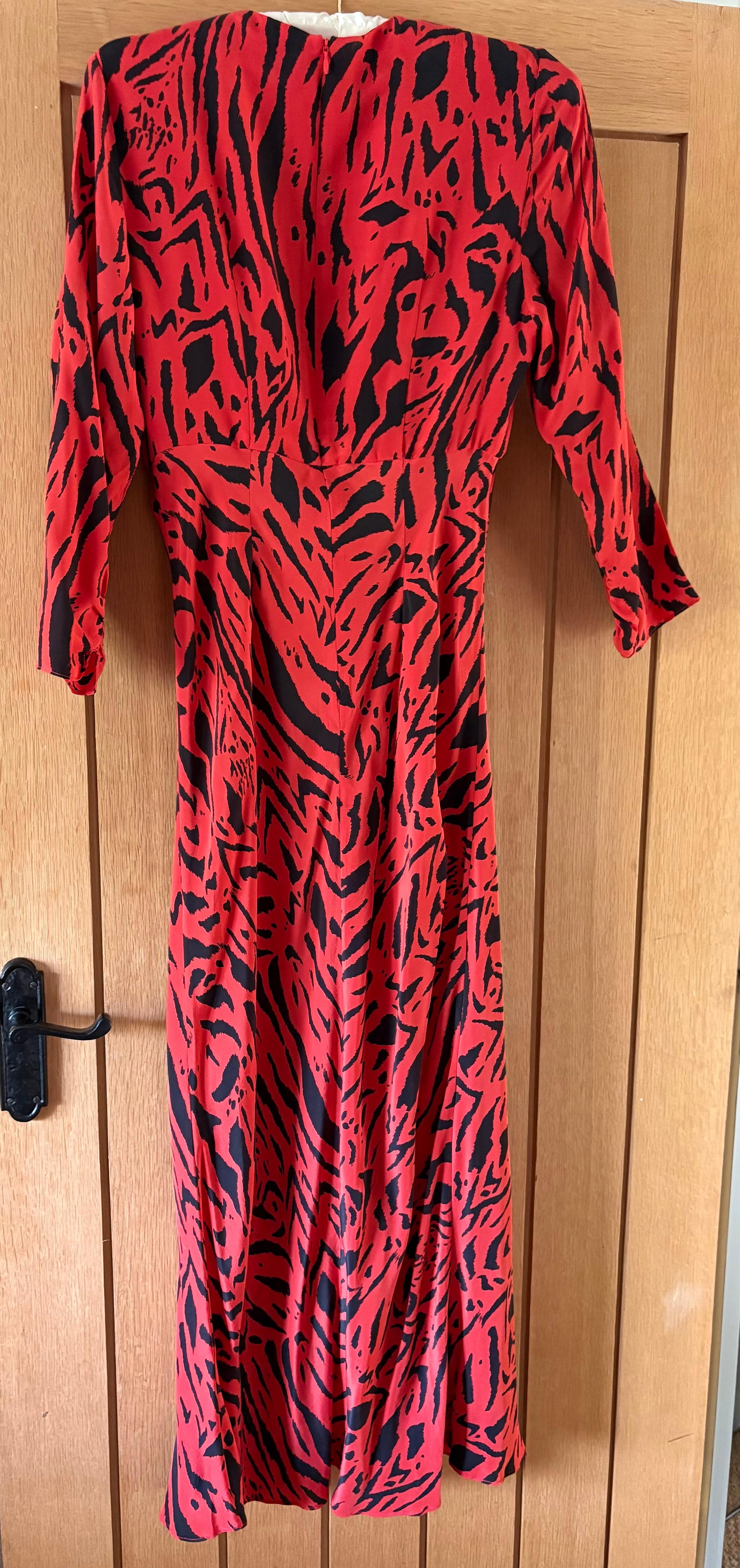 Red Tiger Print Midi Dress