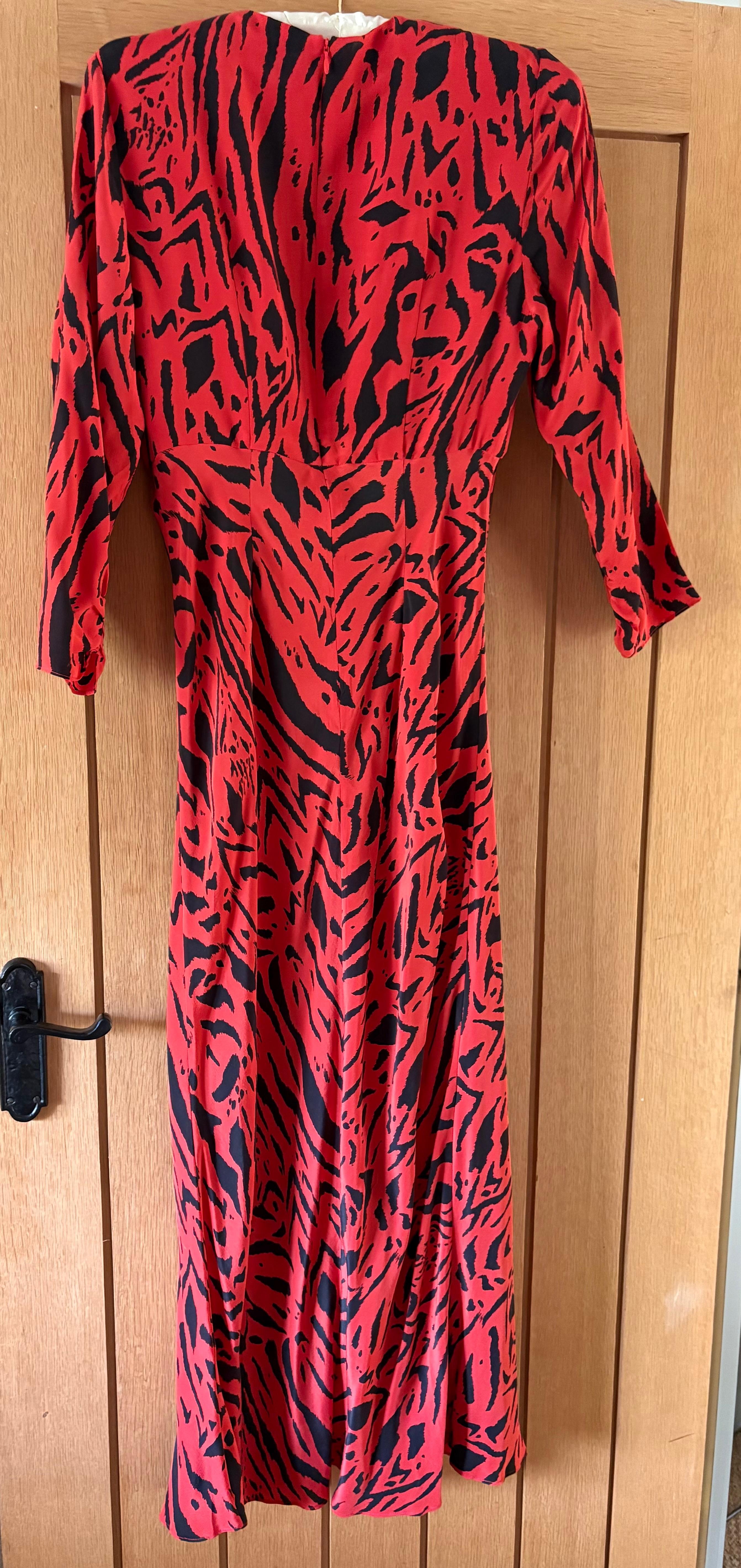 Red Tiger Print Midi Dress