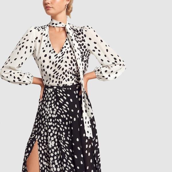 Rixo Polka Dot Moss Blouse