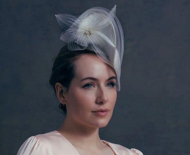 Maggie Mowbray White Floral Fascinator