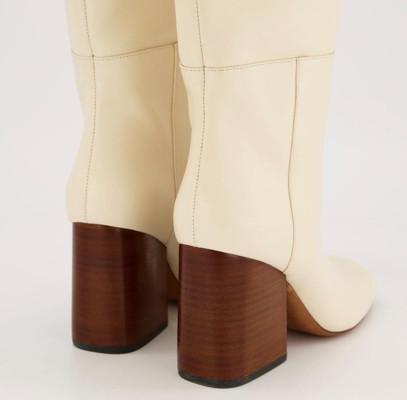 Ivory Leather OTK Boots
