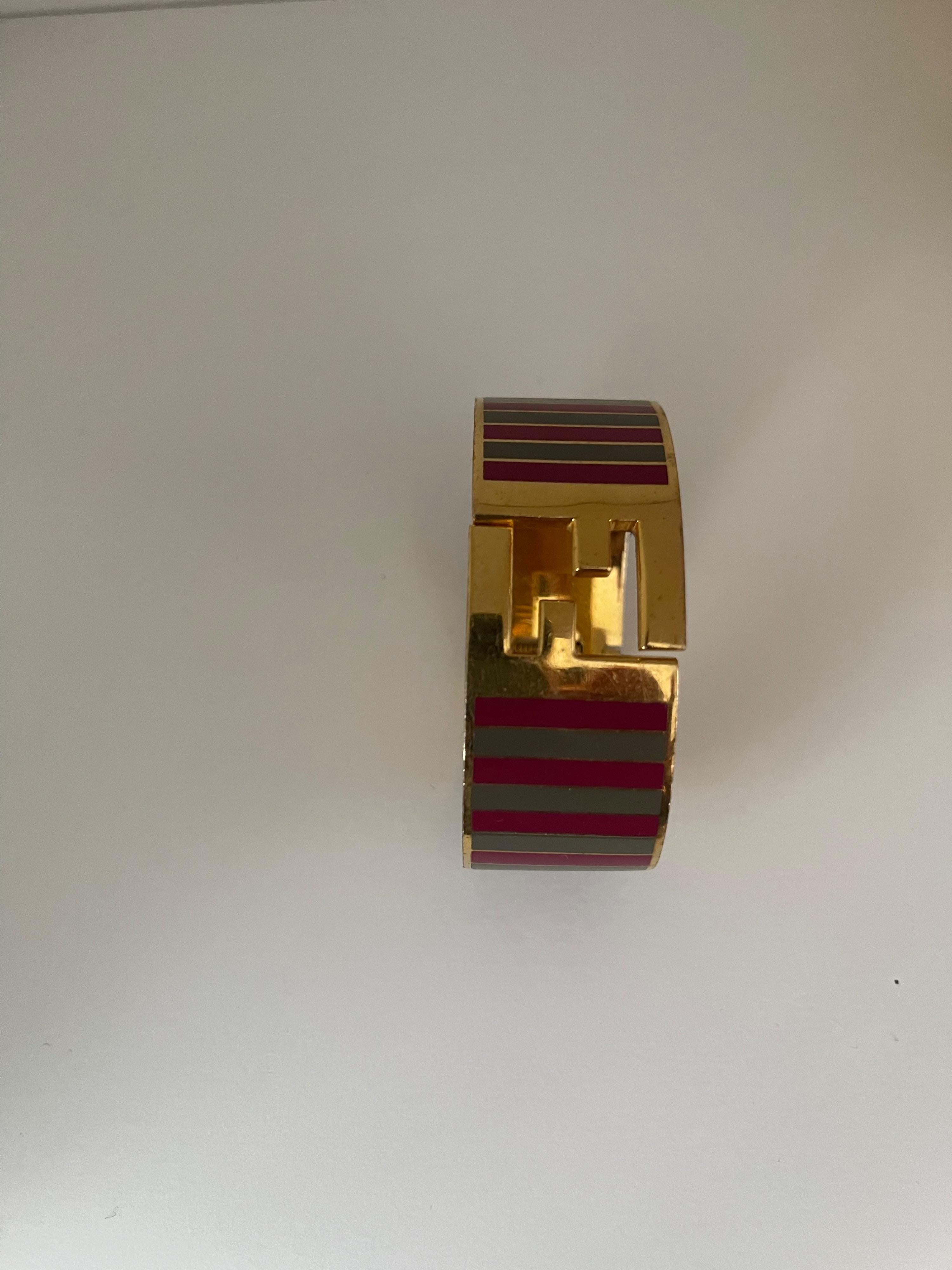 Striped enamel & gold-tone metal FF bangle