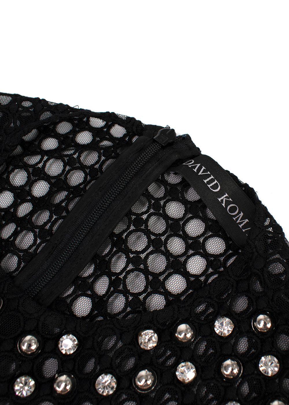 David Koma Black Crystal Embellished Bodysuit