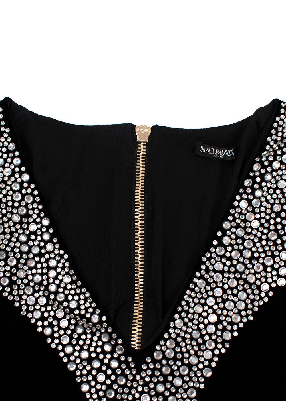 Balmain Black Velvet Embellished Dress