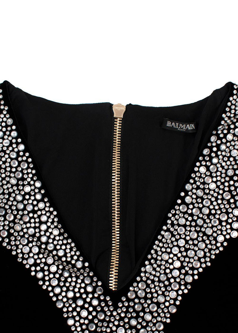 Balmain Black Velvet Embellished Dress