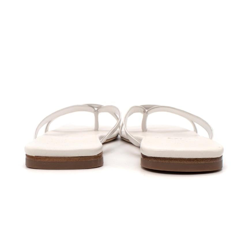 By Far Deni White Leather Flat Sandals