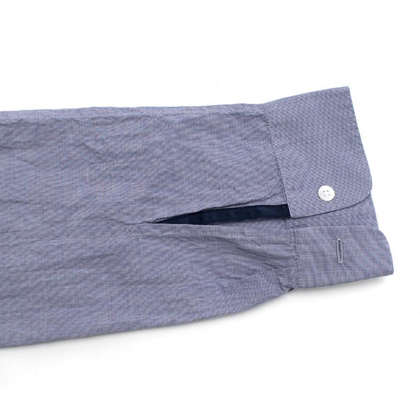 Adam Lippes Blue Houndstooth Check Shirt Dress