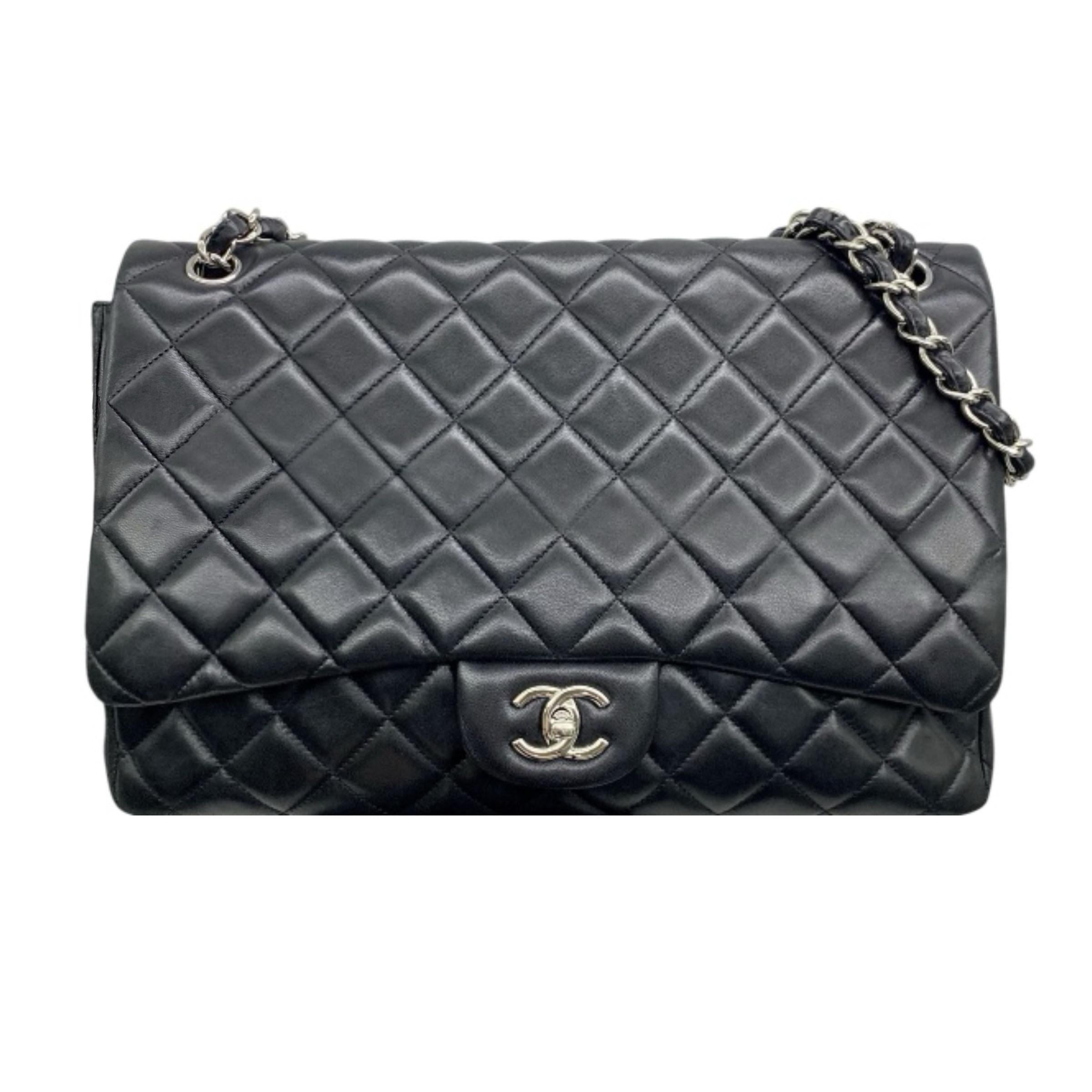 Chanel Black Lambskin Maxi Single Flap Bag
