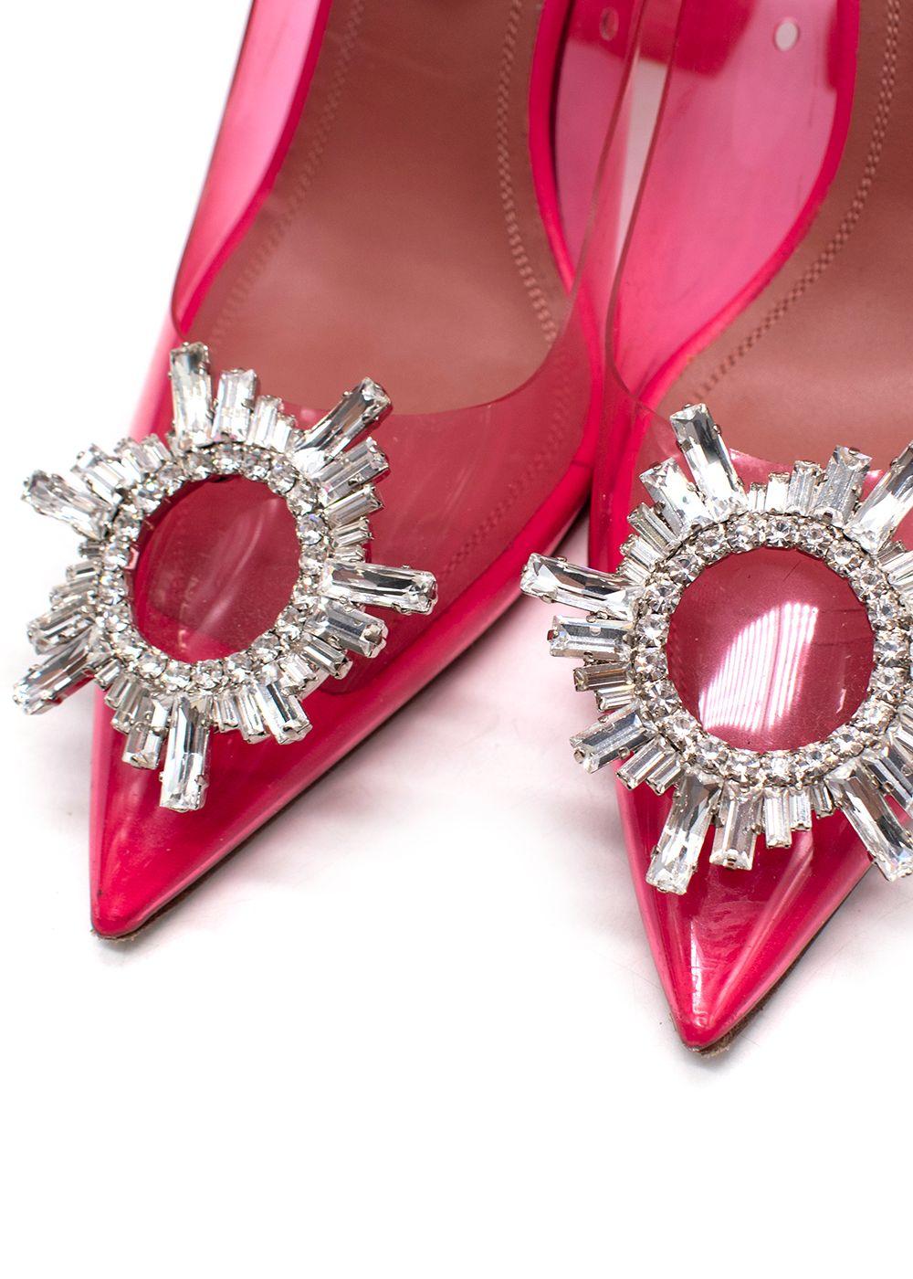 Amina Muaddi Begum Emellished Pink PVC Pump