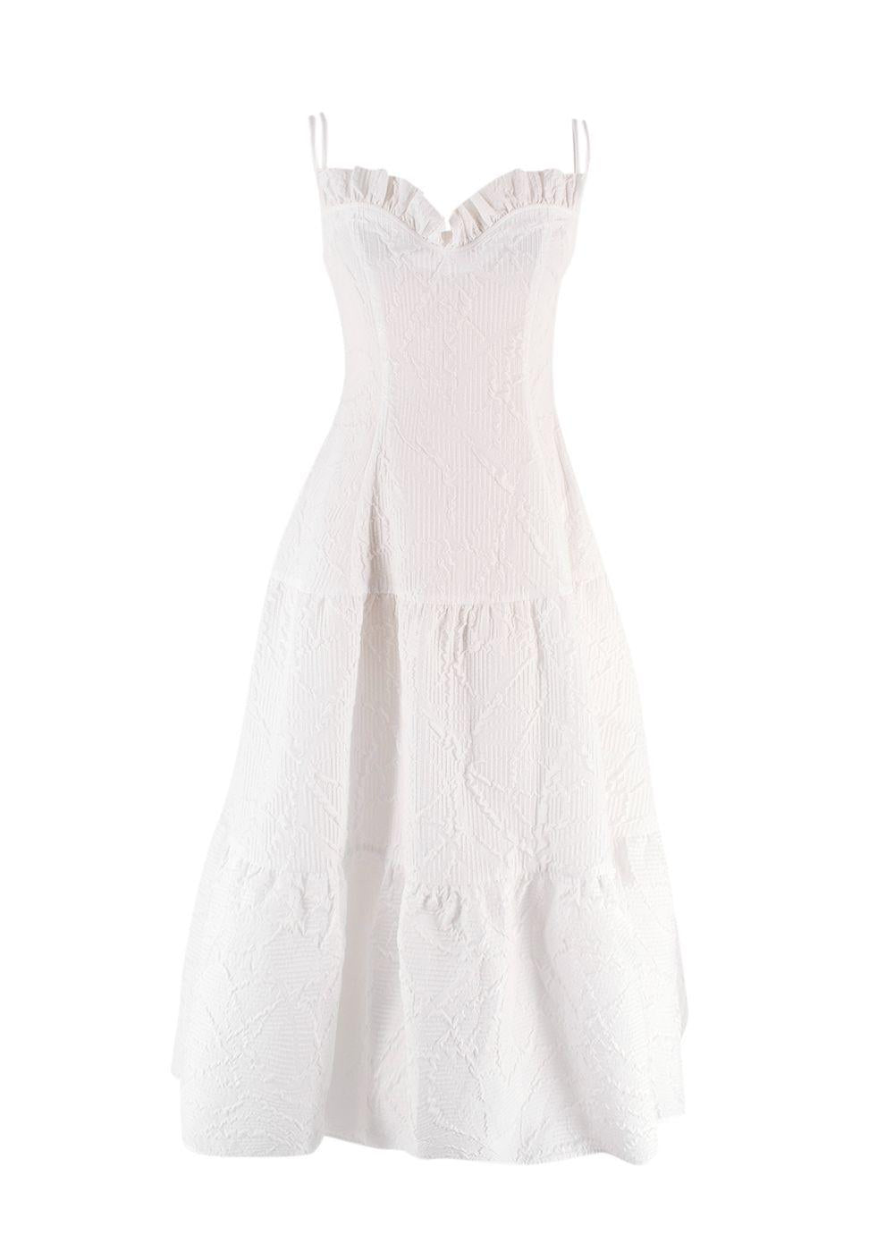 Adeam White Textured Geometric Maxi Dress