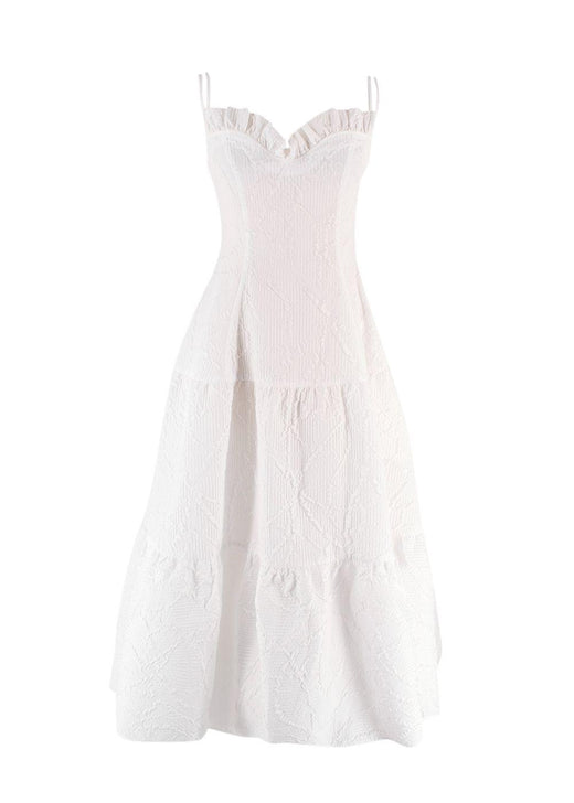 Adeam White Textured Geometric Maxi Dress