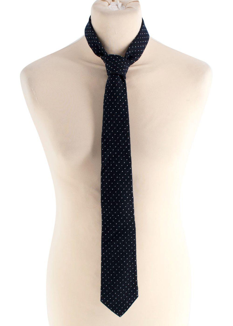 Turnbull Asser Black with Blue and White Dots Tie