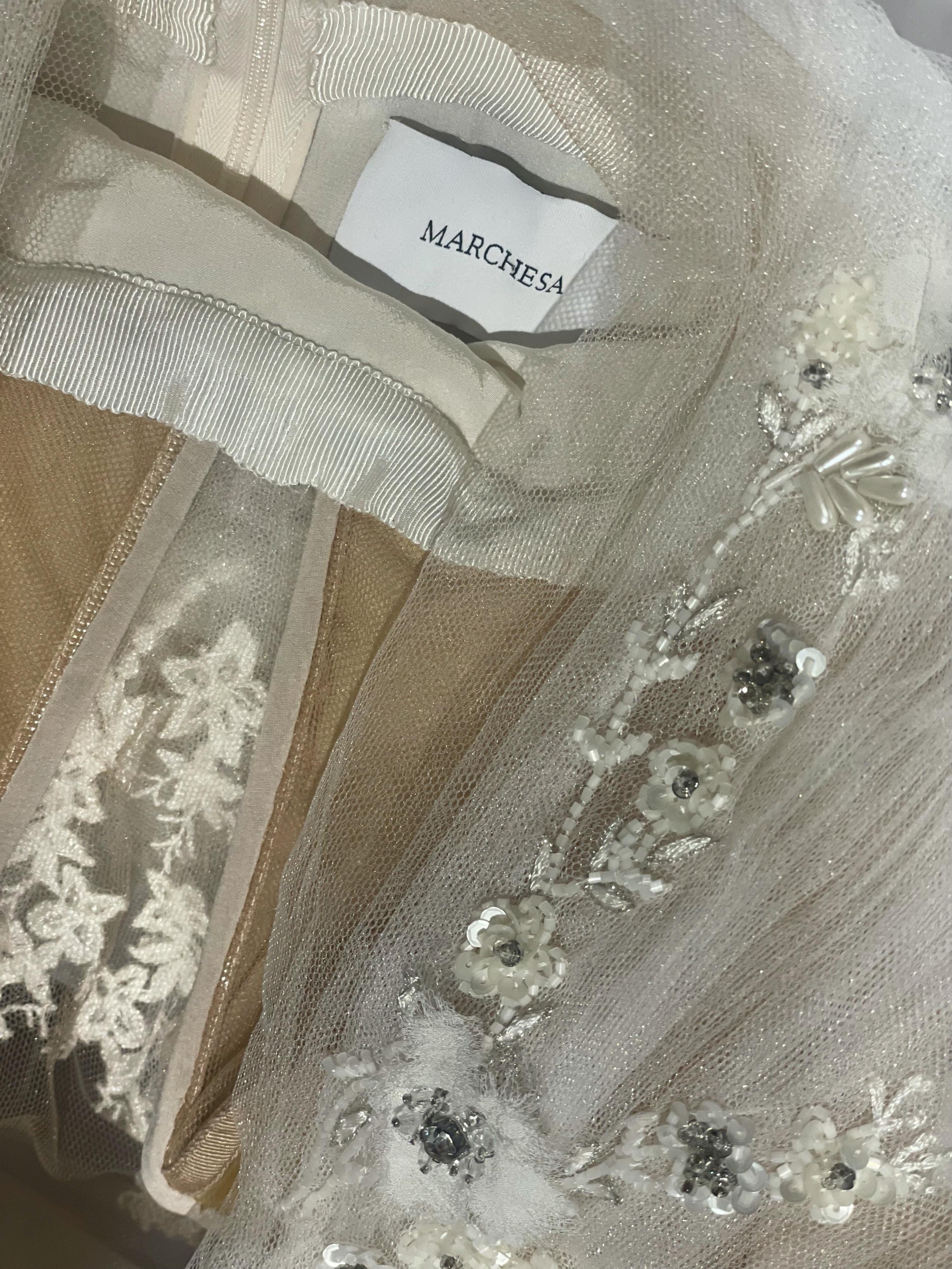 Custom Made Floral Embroidered Tiered Wedding Dress