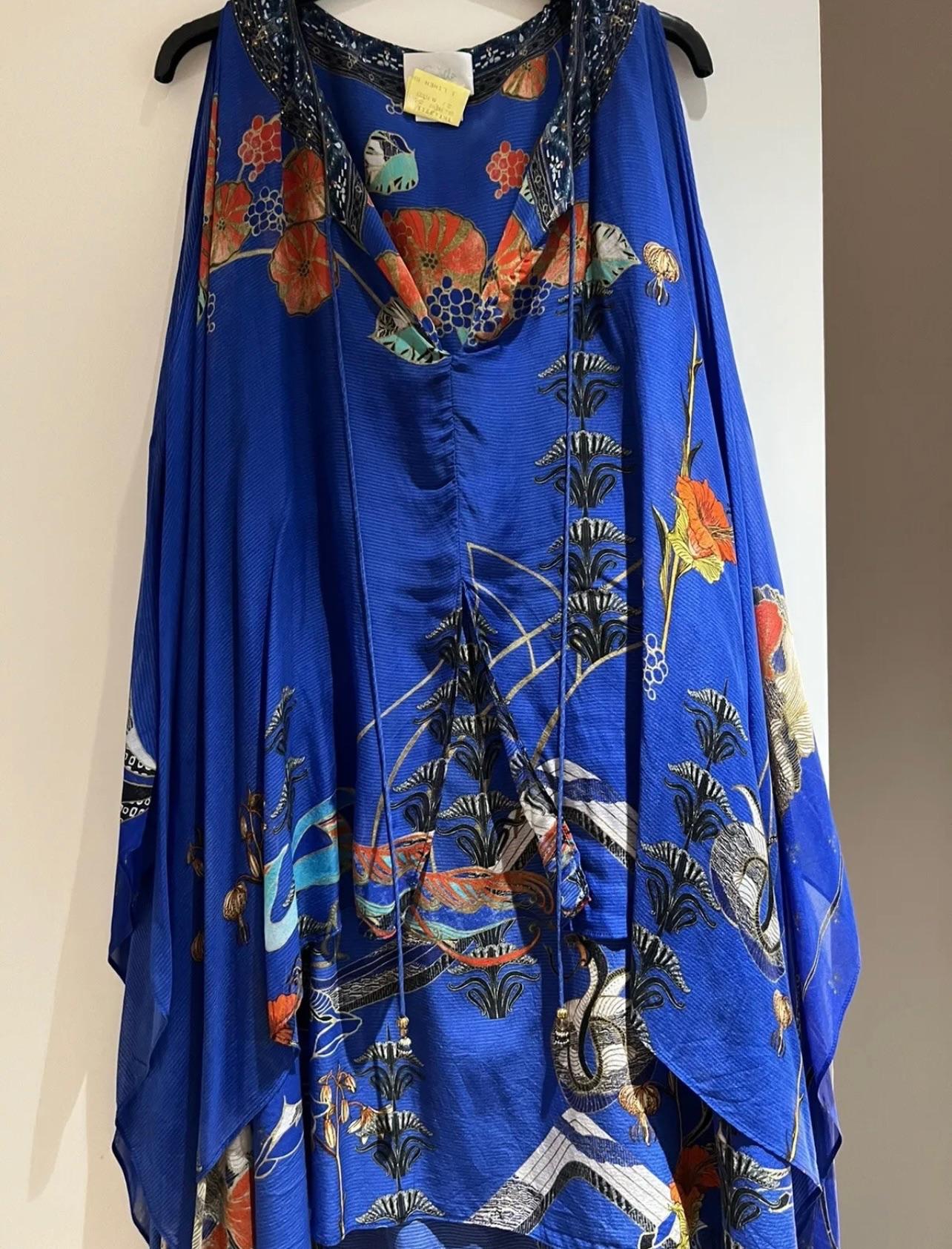 Blue Tiger Print Cape Dress