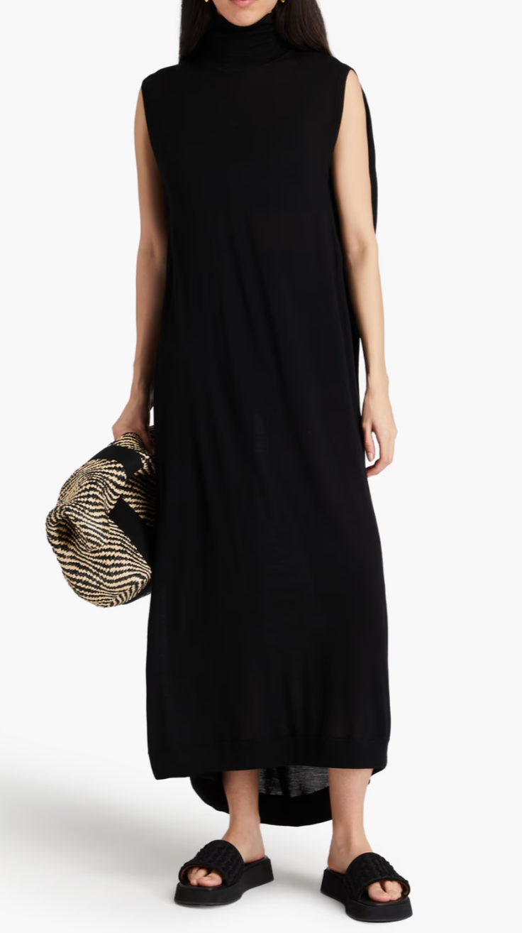 Toteme Black Wool Cocoon Maxi Dress