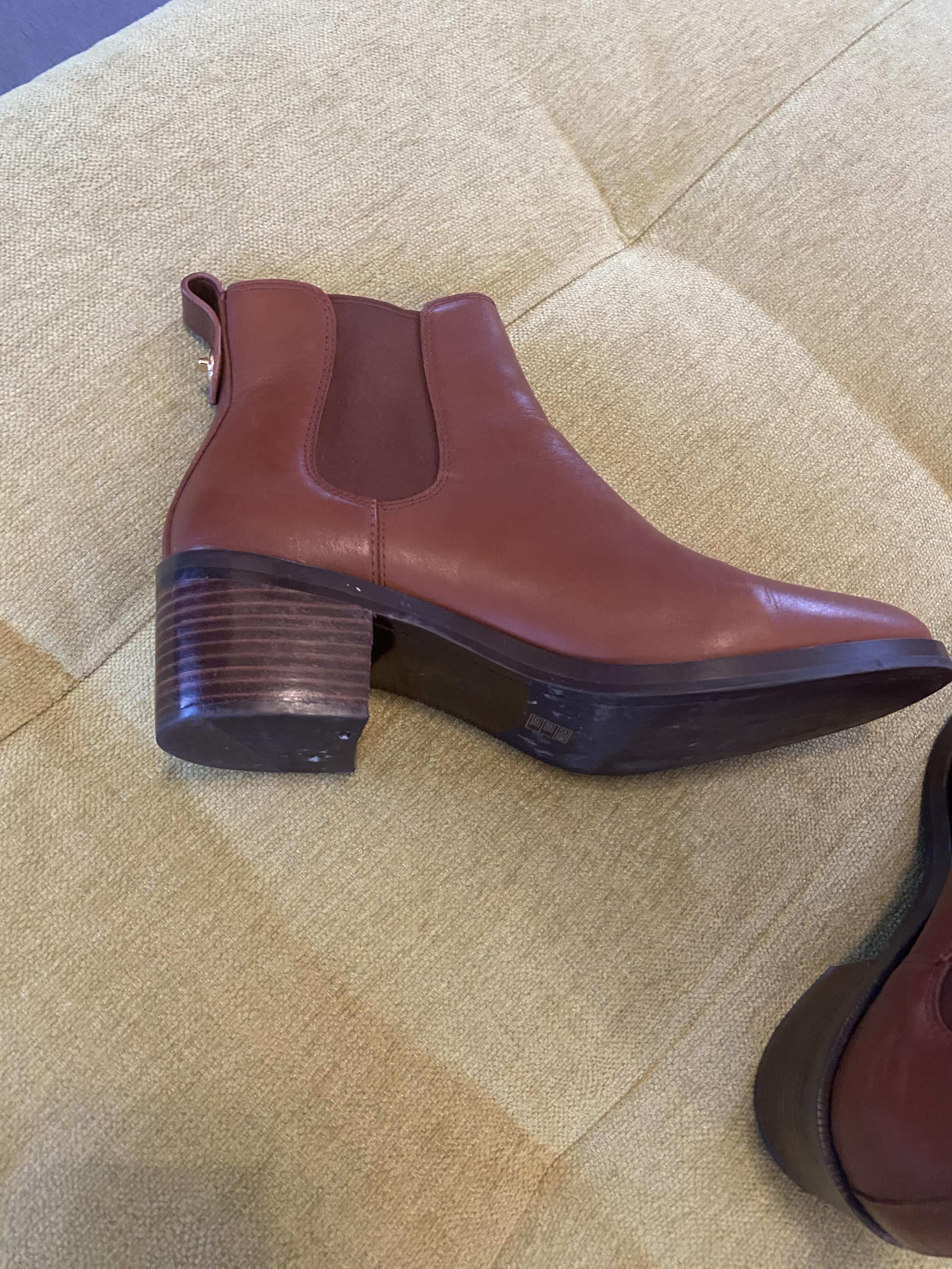 Coach Leather Flat Ankle Boots