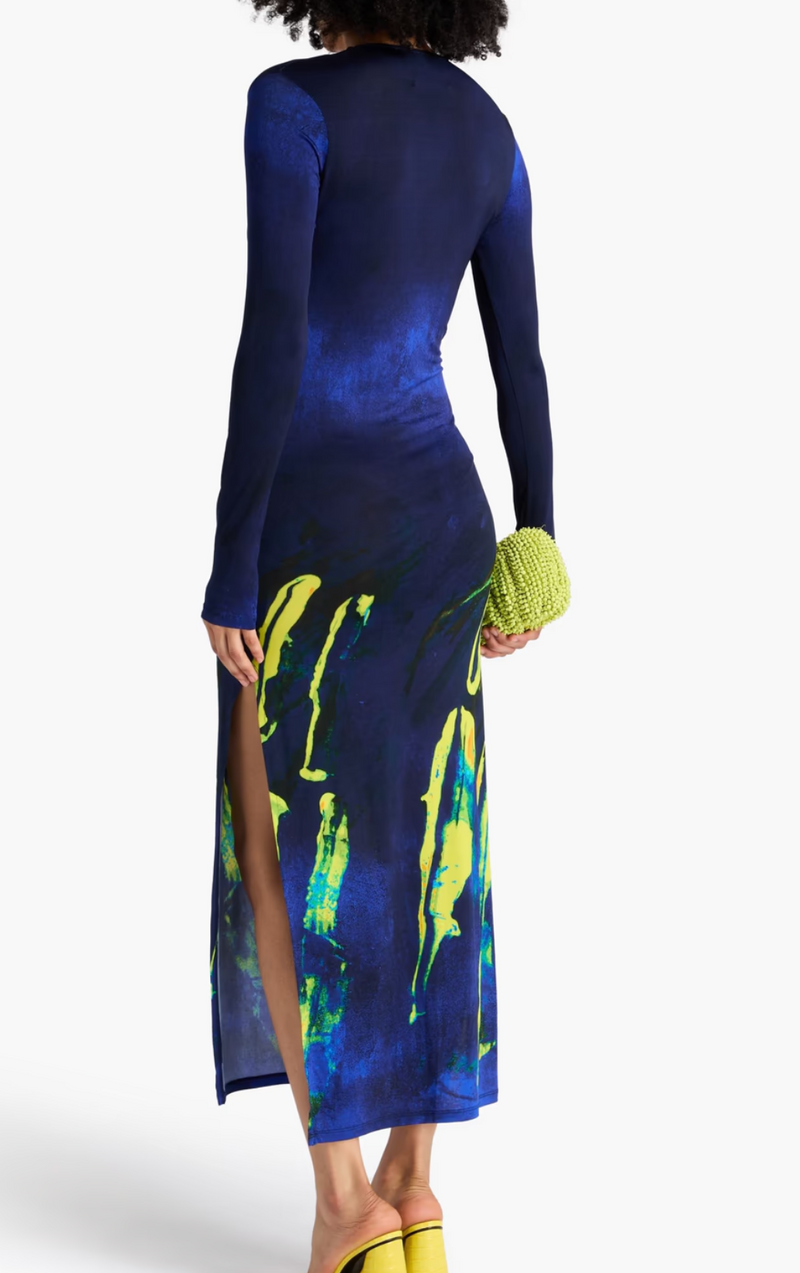 Louisa Ballou Helios Embellished Printed Jersey Maxi Dress