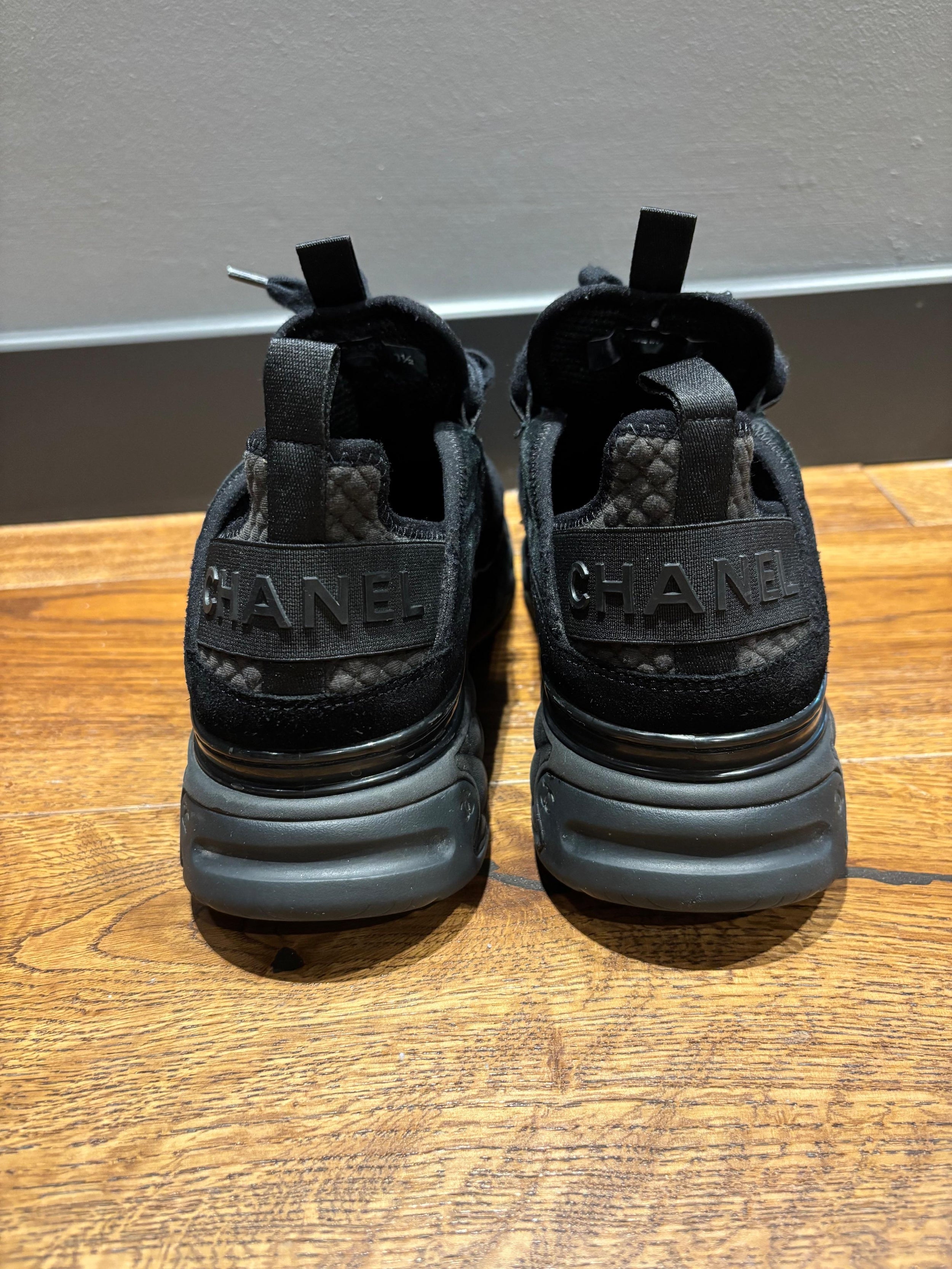 Chanel Black Fabric Trainers