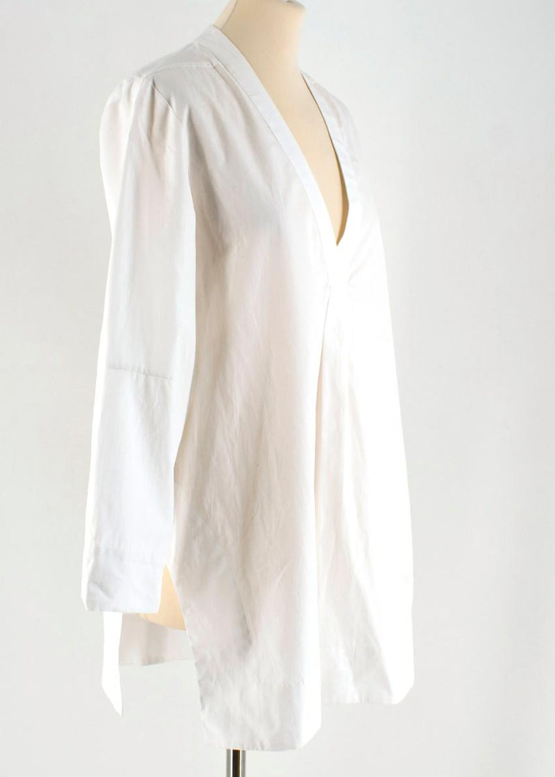 Tome White V-neck Long Sleeve Shirt