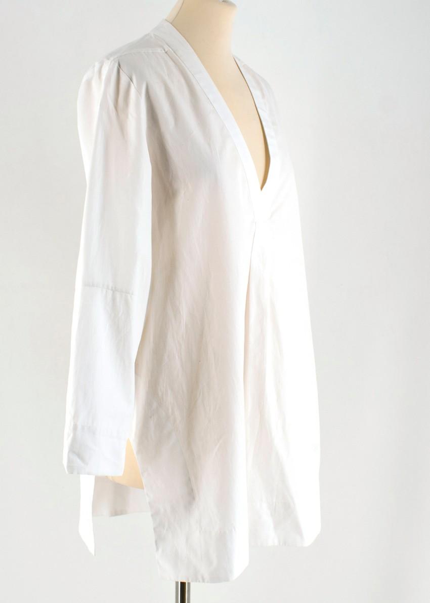 Tome White V-neck Long Sleeve Shirt
