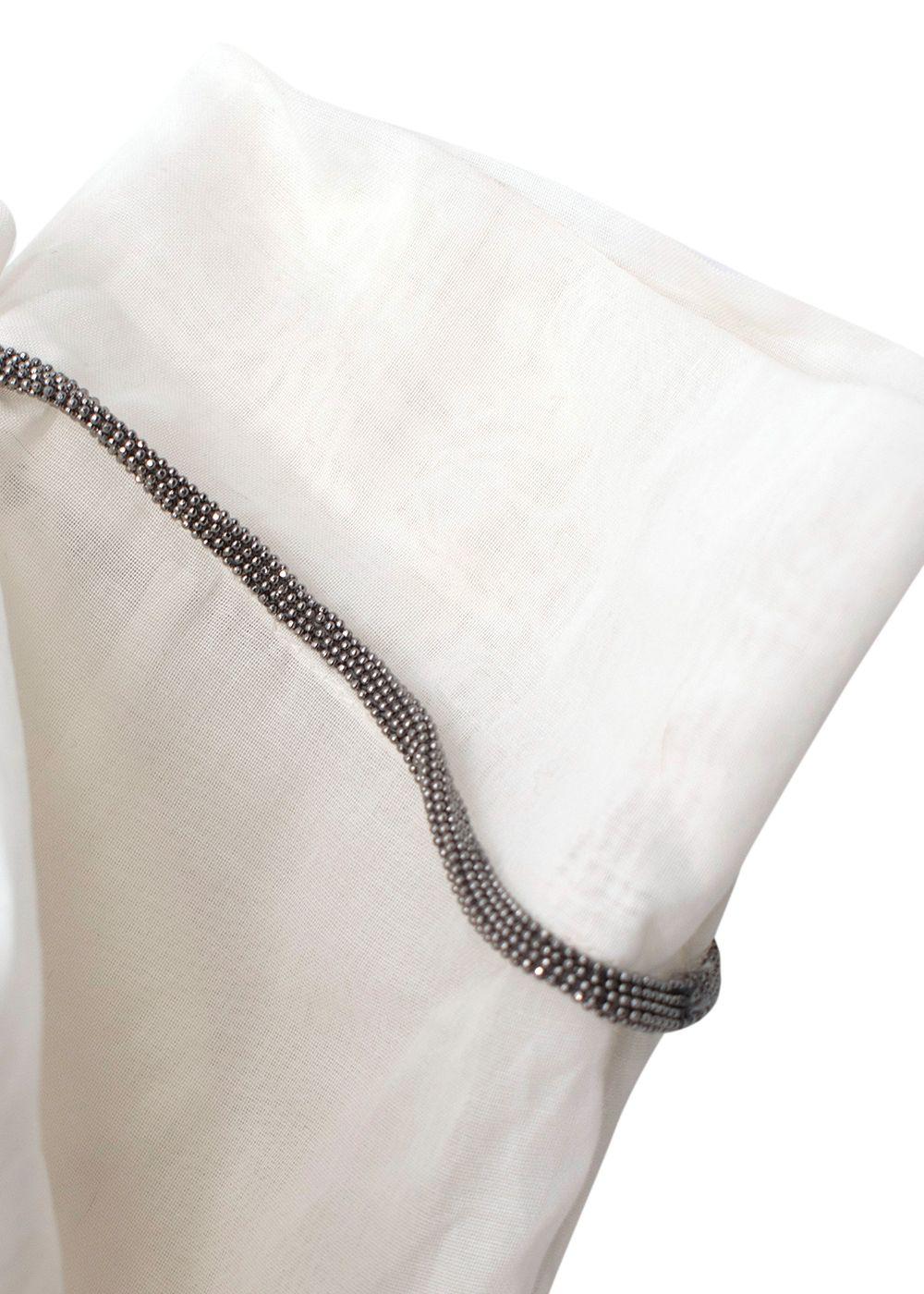 Brunello Cucinelli Ivory Sheer Embellished Gem Blouse
