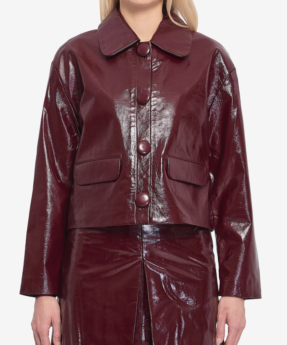 Self-Portrait Cropped Leather Jacket