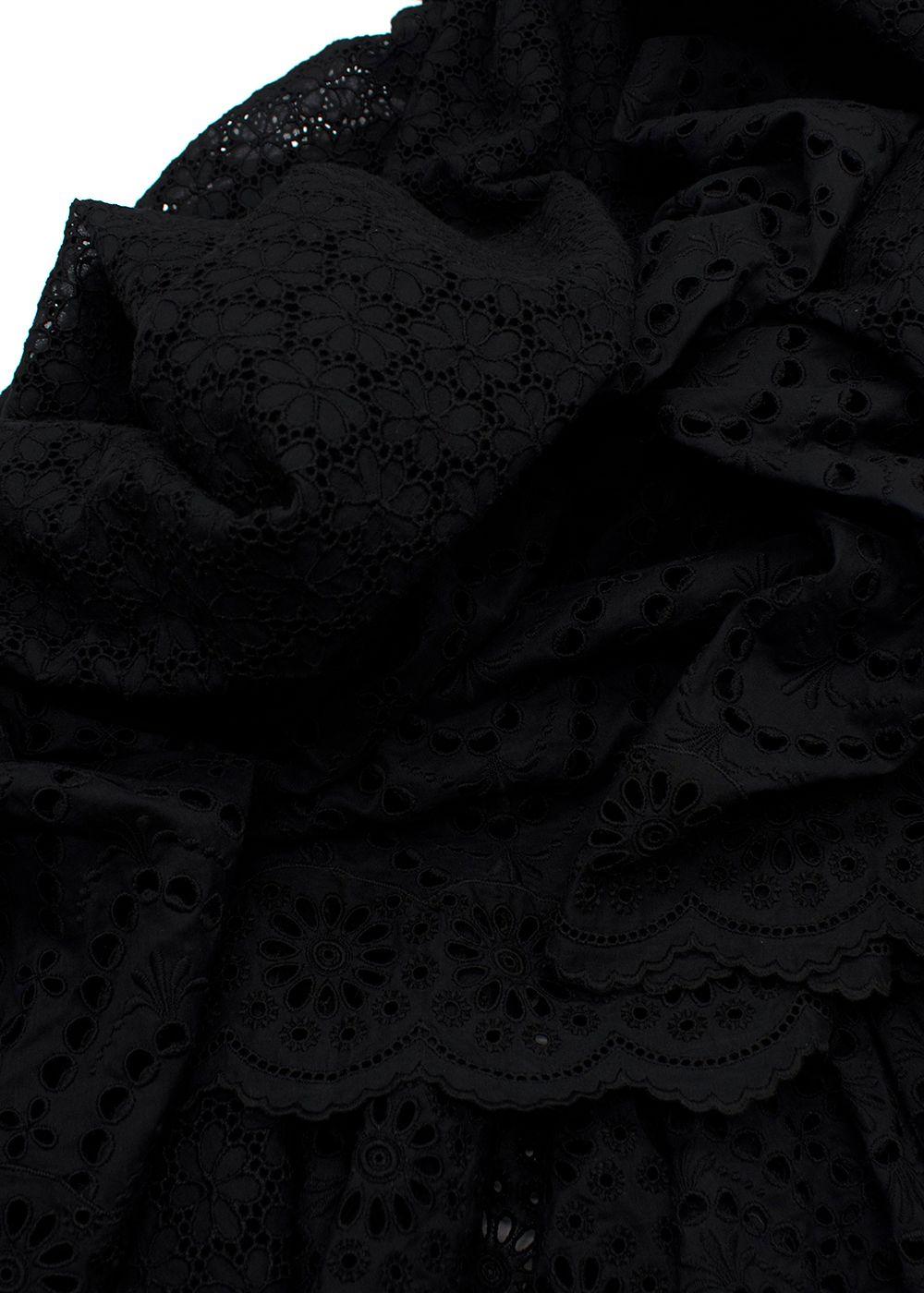 Christian Dior Black Broderie Anglaise Midi Skirt
