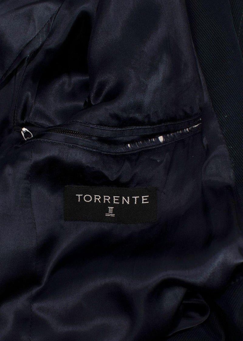 Torrente Navy Cotton Single-breasted Coat