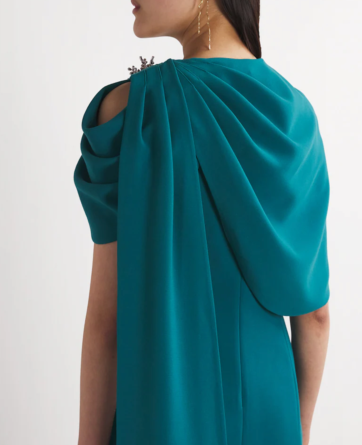 Huishan Zhang Embellished Isolde Fitted Cape Gown