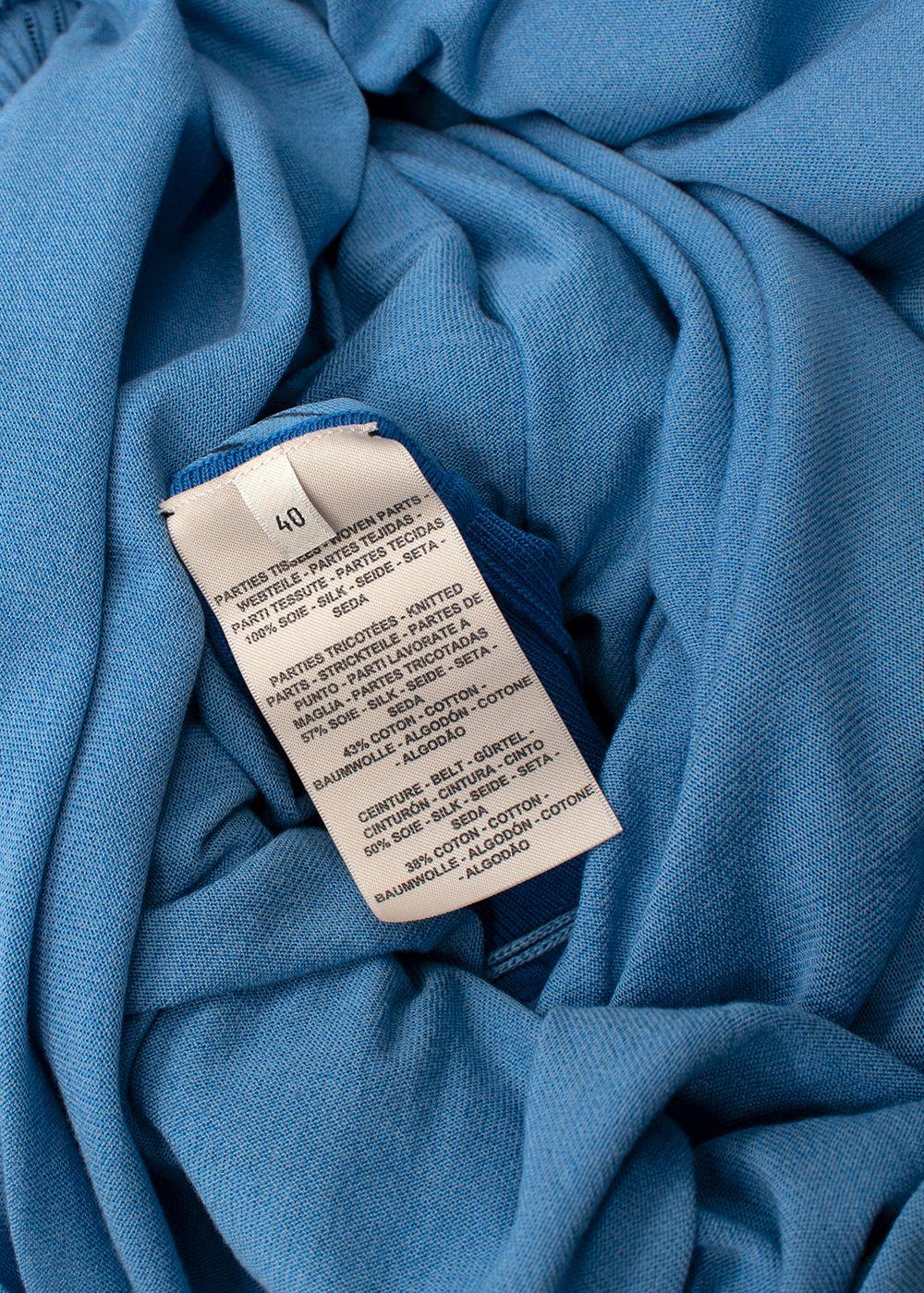 Hermes Royal Blue Slouched Sleeve Woven Dress