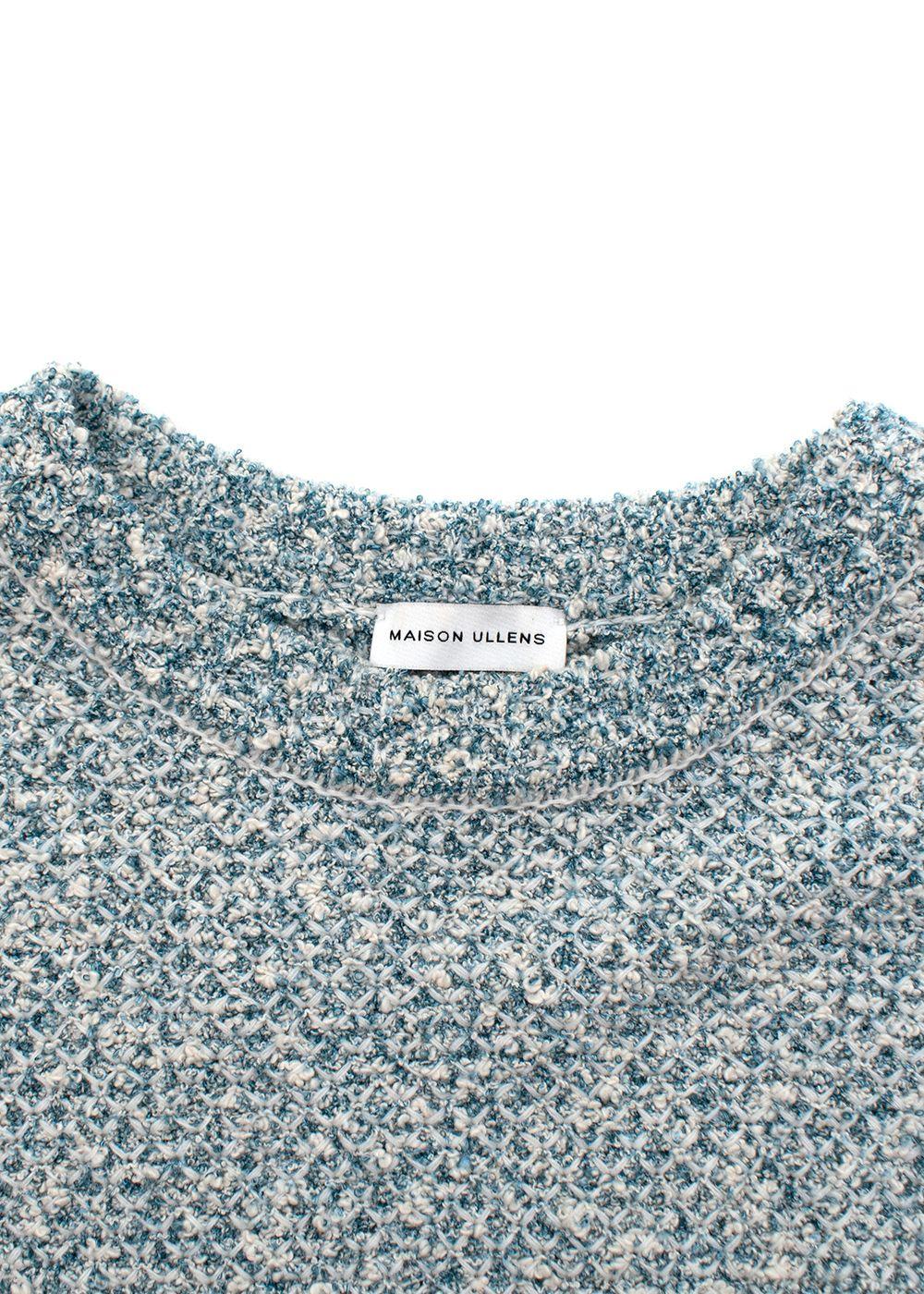 Maison Ullens Blue Tweed Crew Neck Jumper