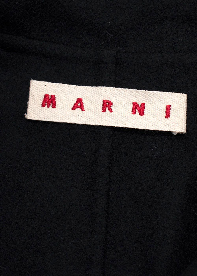 Marni Black Single Breasted Wool Cashmere Coat