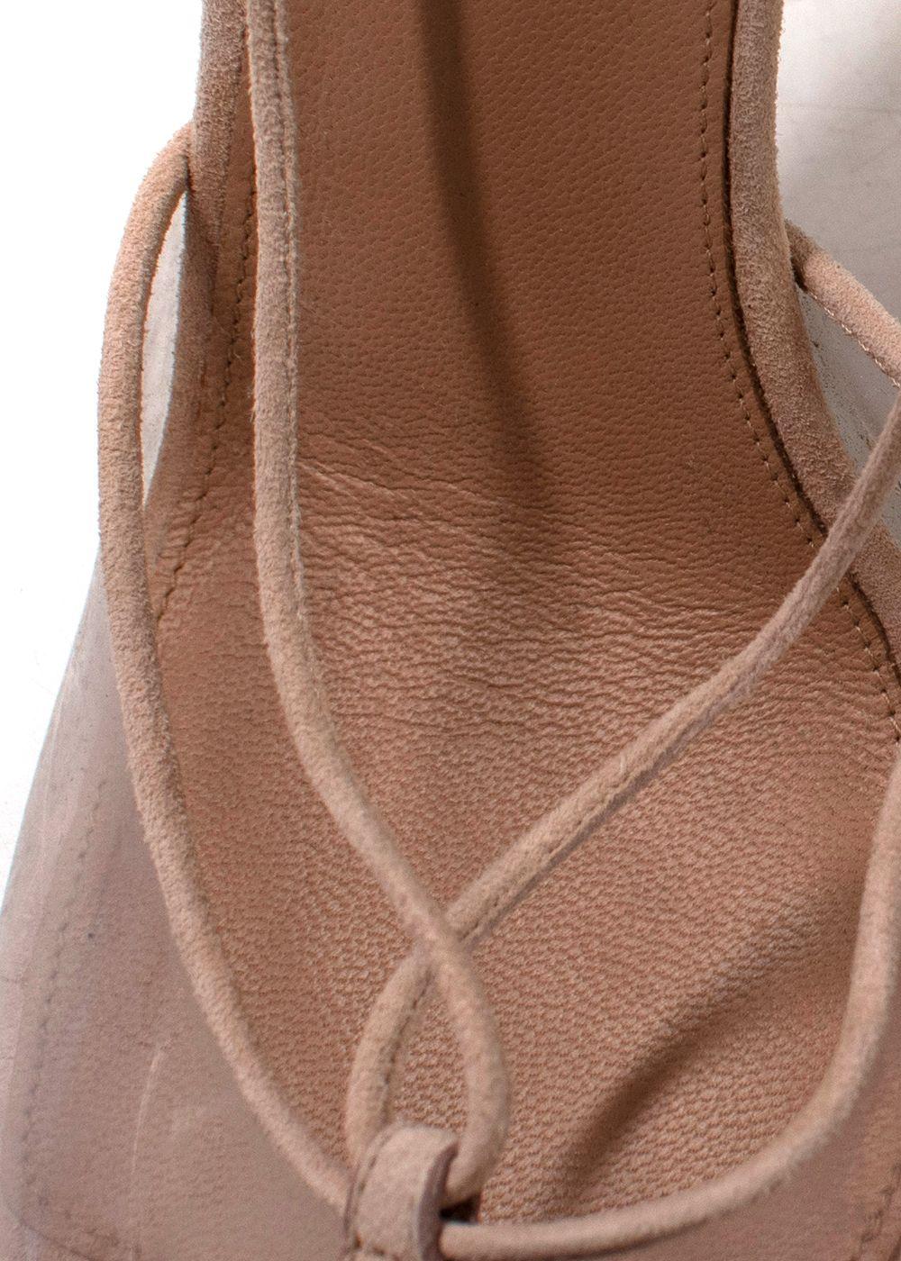 Aquazzura Nude Suede PVC Strappy Peep Toe Heels
