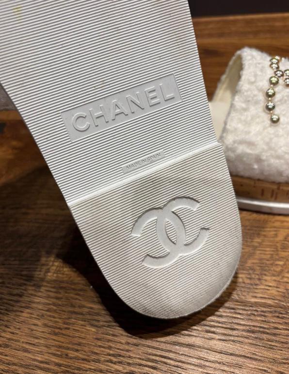 Chanel Embellished Terrycloth Slides