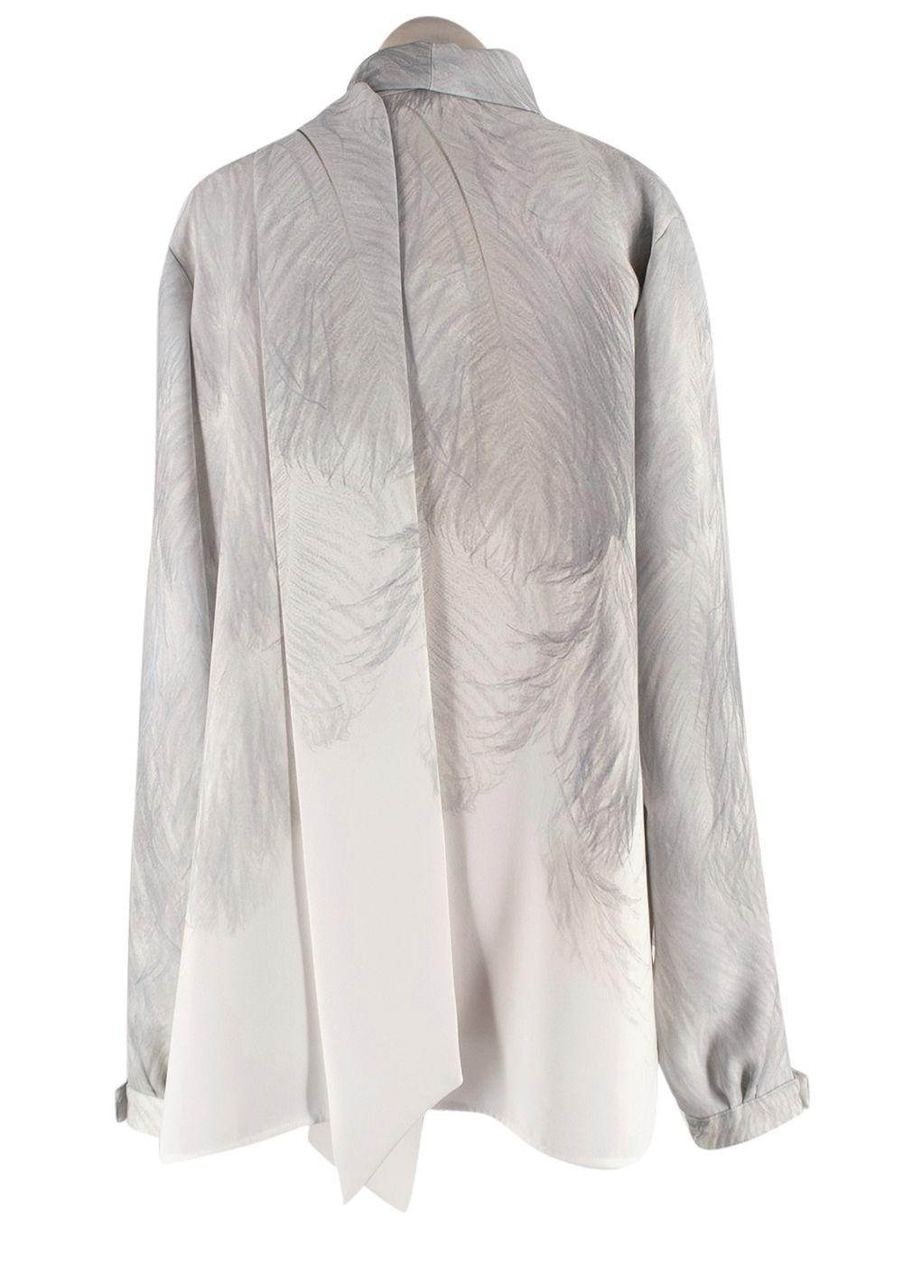 Victoria Beckham Digital Feather Print Scarf Neck Blouse