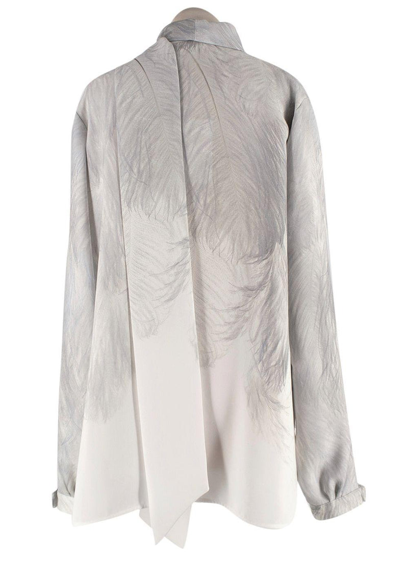 Victoria Beckham Digital Feather Print Scarf Neck Blouse