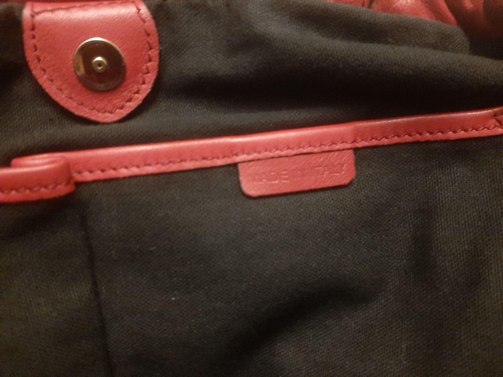 Red Leather/House Check Big Crush Bag
