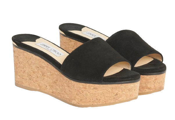 Jimmy Choo Black Suede Platform Wedges