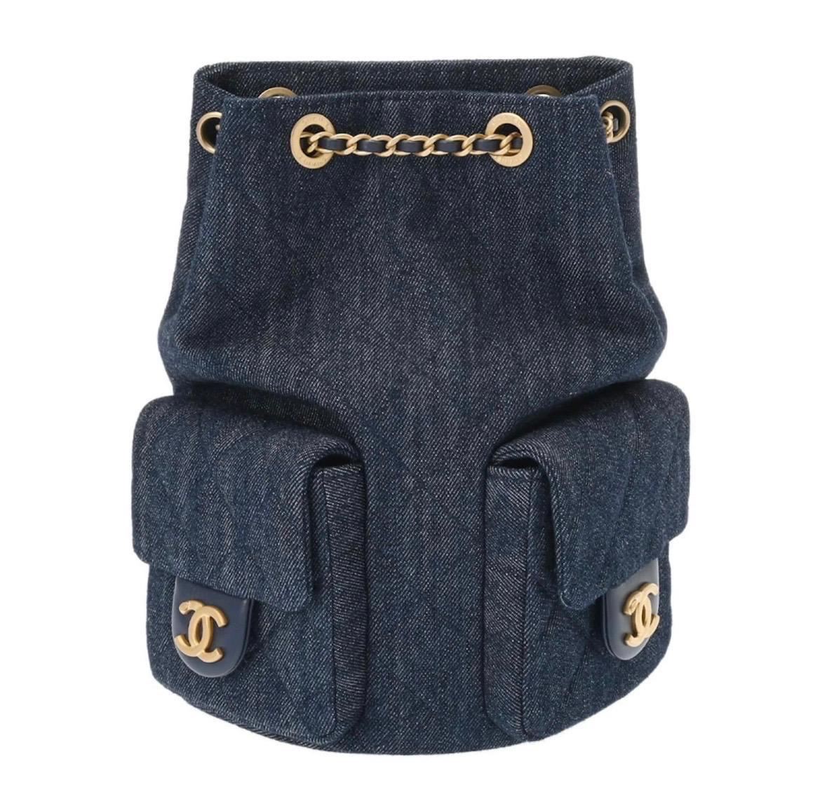 Chanel Blue Denim Backpack