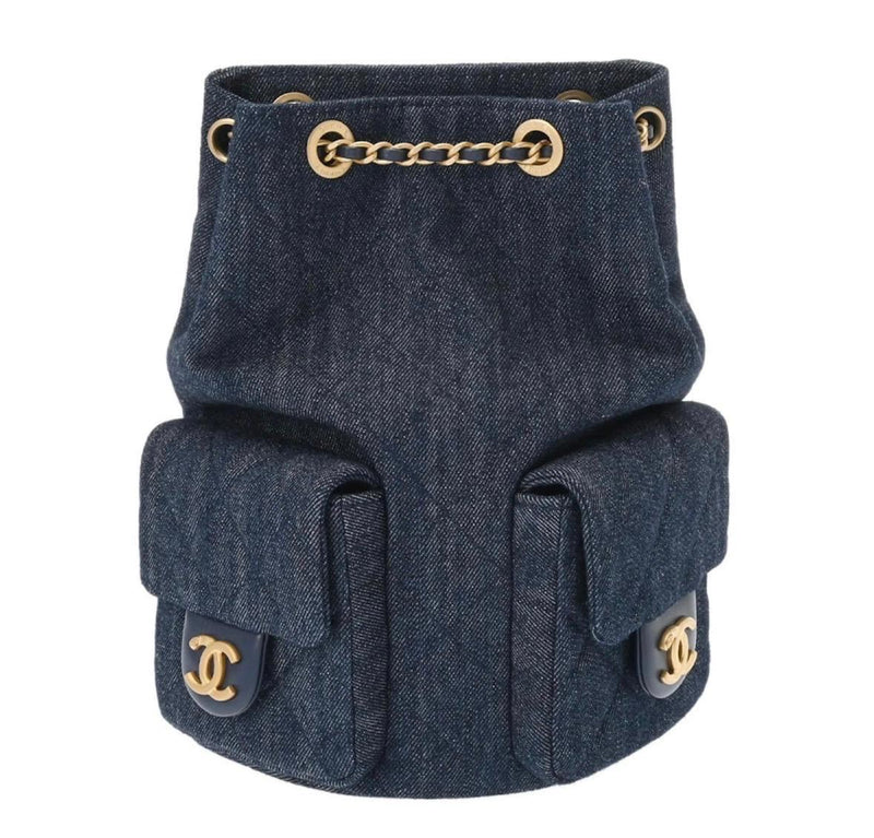 Chanel Blue Denim Backpack