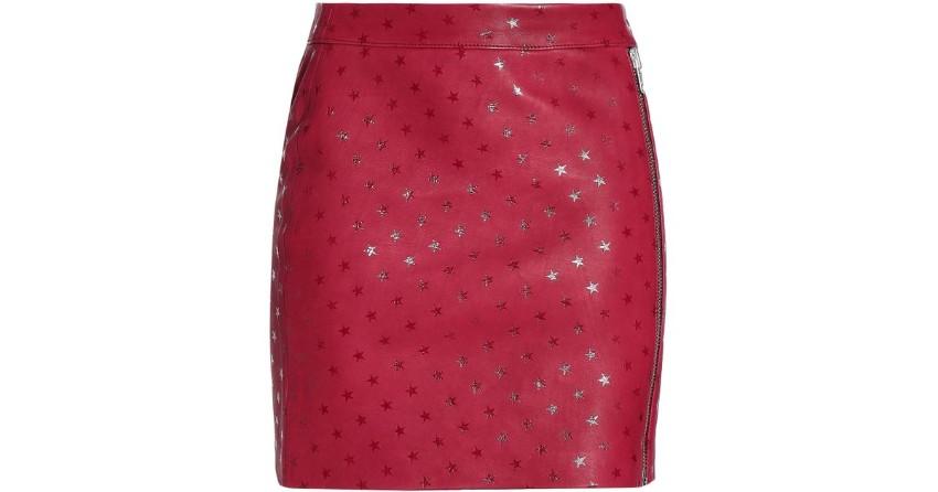 Zoe Karssen Red Star Embossed Goatskin Mini Skirt