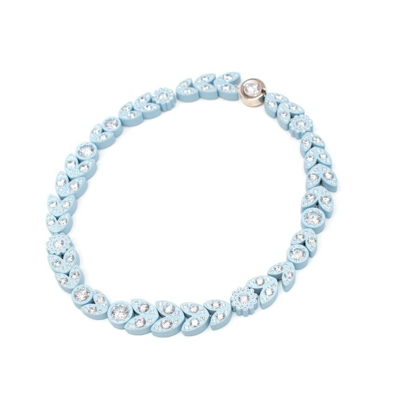 Bottega Veneta Pastel Blue Crystal Embellished Necklace