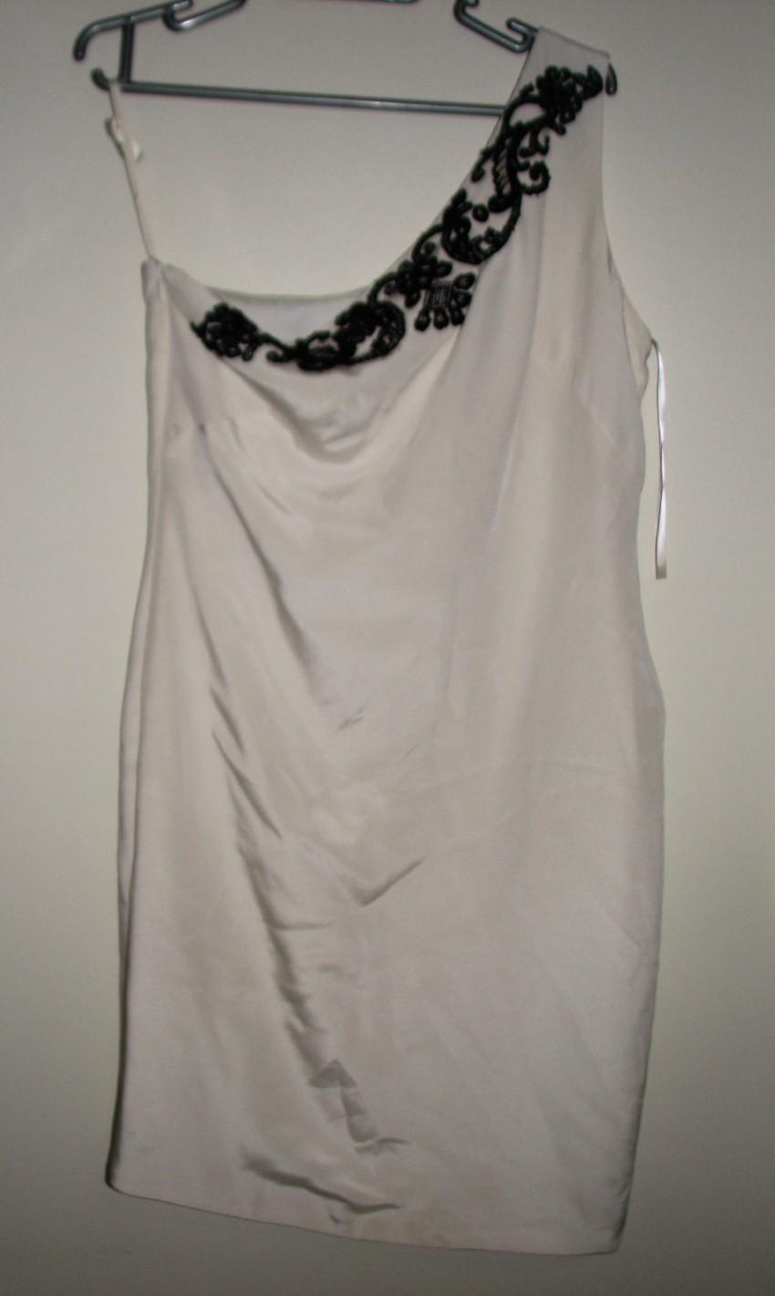 Marchesa Notte Ivory Silk One Shoulder Dress