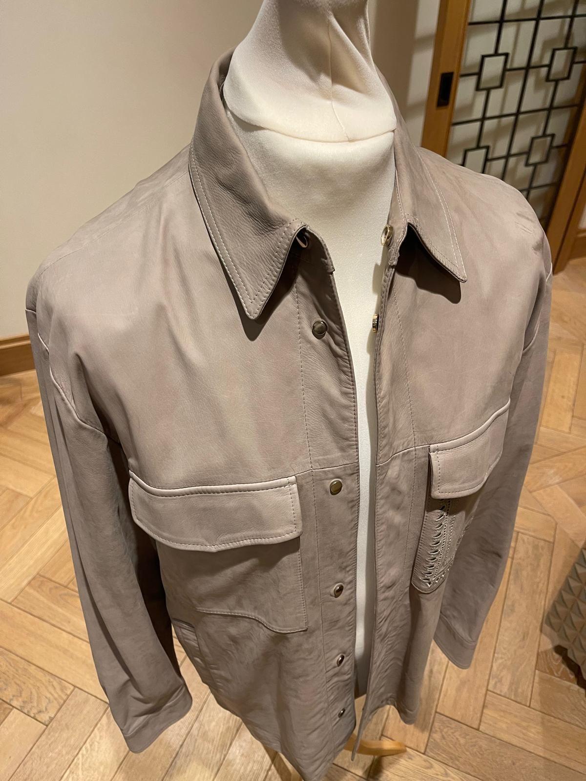 Beige Leather Over-Shirt / Jacket