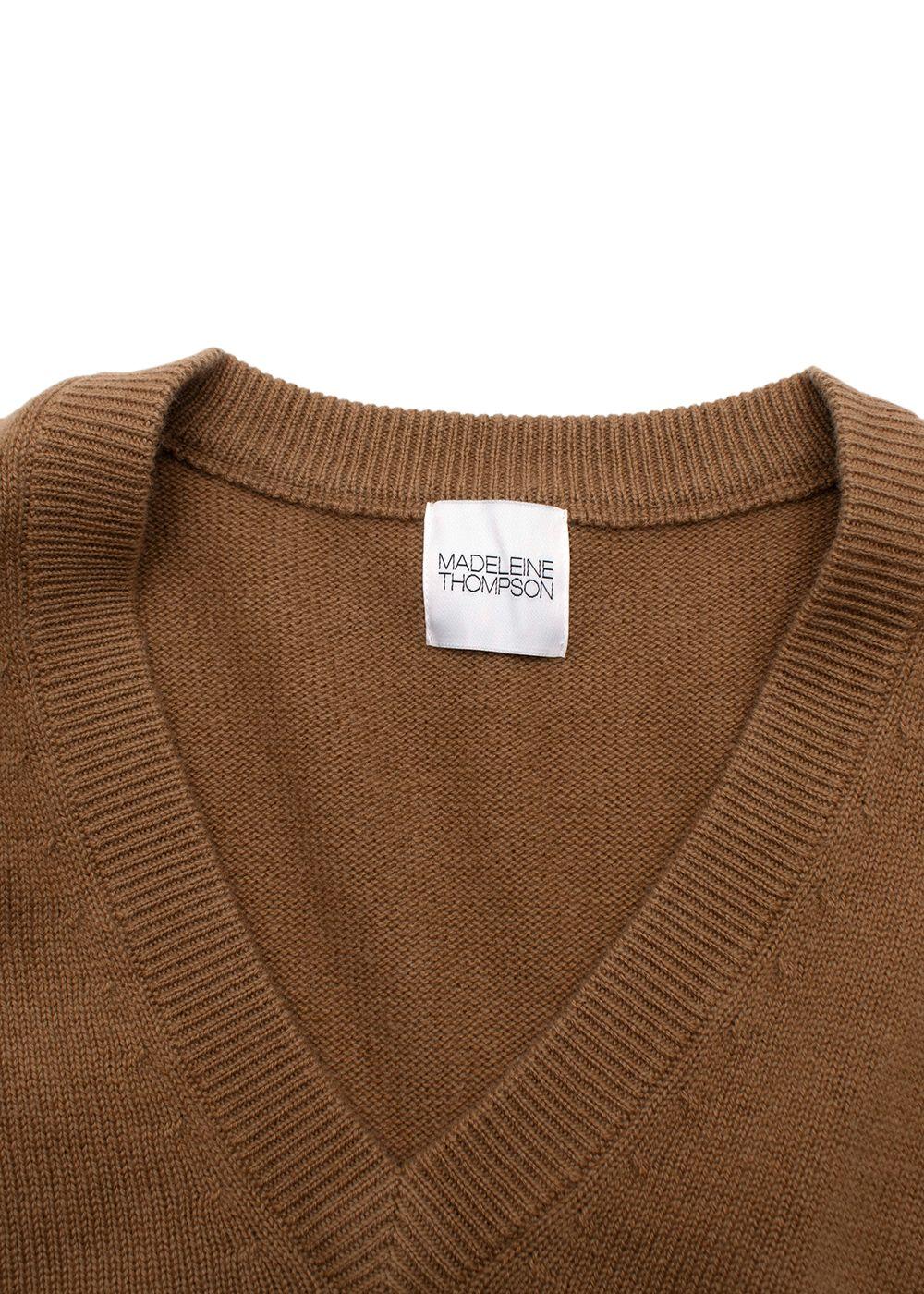 Madeleine Thompson Camel Wool-Blend Sweater Vest